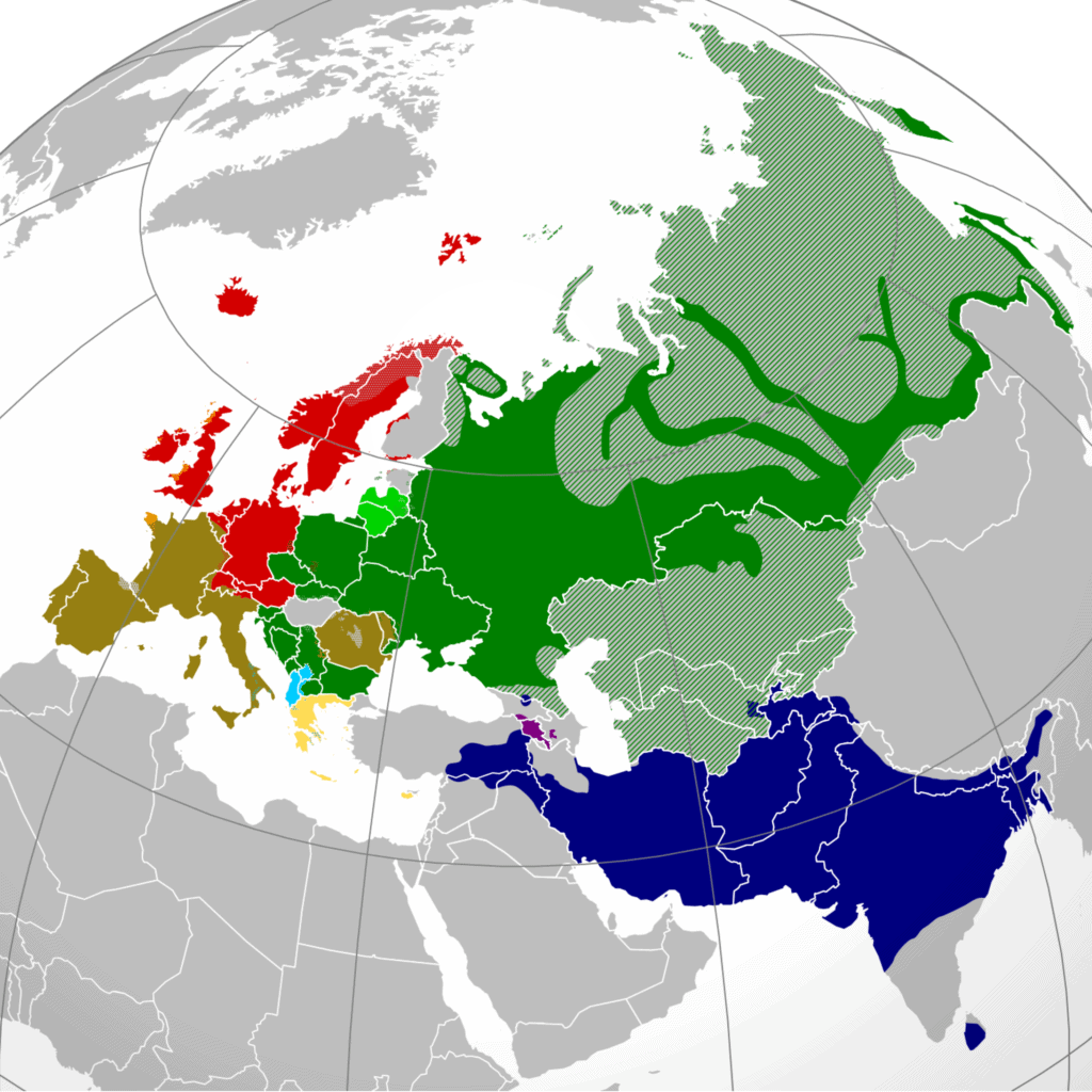 英語史によるインド・ヨーロッパ語族の分布